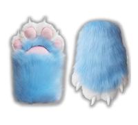 Blue Therian Paws Comfy Furry Paws Faux Fur Fursuit Paws, Fluffy Therian Stuff Therian Gear Therian Clothes, Cute Cat Paw Gloves Therian Gloves with Claws, Fox Paws Wolf Paws, Cosplay Furry Costume,