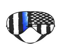 Blue Thin Line American Flag 8 Blue Thin Line American Flag Sleep Masks Adjustable Strap Soft Eye Mask for Women Men Travel Work Home