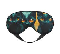 Blue Three Cats Print Sleep Mask with Adjustable Strap, Comfortable Eye Cover for Travel, Yoga, Napping, Sleeping & Relaxation