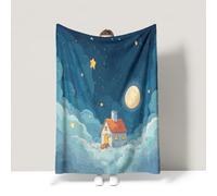 Blue Throw Blanket Dreamy Serene Fairytale Aesthetic Travel Blankets Fluffy Soft Warm For children teenagers adults and the elderly Queen (200 x 200 CM)