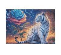 Blue Tiger 300 Piece Jigsaw Puzzle for Adults Luminous Enchanted Beasts Date Night Activity Couple Bonding Beautiful Design Ideal Anniversary Present 300 PCS