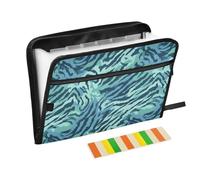 Blue Tiger Print Expanding File Folder A4,13 Pockets File Organiser, Paperwork A4 Plastic Wallet Document Storage Expander for School,Office and Home
