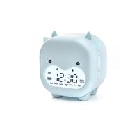 (Blue) Timing Cow Shape Alarm Clock Digital Creative Electronic Clock Children's Student Voice Report Clock USB Charging