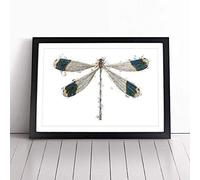 Blue-tipped Dragonfly by George Shaw - | Framed Wall Art Print | Modern Home Decor Picture | Ready to Hang Artwork for Living Room, Bedroom, Kitchen or Office | Multiple Sizes