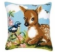 Blue Tit and Fawn Cushion Front Chunky Cross Stitch Kit