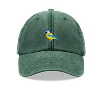 Blue Tit Baseball Cap Vintage Washed Unisex Dad Hat Adjustable Bird Bottle Green