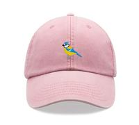 Blue Tit Baseball Cap Vintage Washed Unisex Dad Hat Adjustable Bird Pink