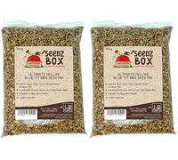 Blue Tit Bird Food Seed Mix 750g - Seedzbox Deluxe Bluetit Wild Bird Food - Ideal For Blue Great Coal Crested Marsh and Willow Tits - Sunflower Hearts Suet and Multi Seeds Feed (Pack of 2)