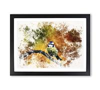 Blue Tit Bird Vol.2 Watercolour Modern Framed Print | A2 Black Framed Wall Art | Ready to Hang | Modern Historical Picture | Living Room Bedroom Lounge Office