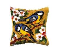 Blue Tits Latch Hook Cushion Front Kit. Orchidea, 40x40cm Printed canvas