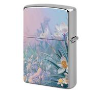 Blue to Peach Gradient Lighter Case Metal Double-Sided Lighter Cover Pocket Lighters Sleeve Windproof Lighters Accessories for Men Women