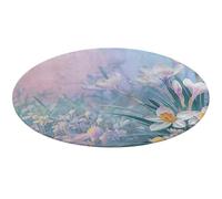 Blue to Peach Gradient Round Area Rug Non Slip Backing Doormat Water Absorbent Plush Throw Low-Pile Non-Slip Floor Mat Carpet for Living Room Bedroom Entryway Nursery Room 90 * 90cm