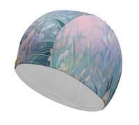 Blue to Peach Gradient Swim Cap for Women Men Swimming Hat Bath Waterproof Pool Caps for Long Thick Curly Hair