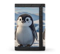 Blue to Peach Gradient Trifold Wallet Front Pocket Coin Purse - Slim Credit Card Holder for Men & Women, Cute Penguins, One Size, Classic