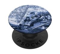 Blue Toile Antique French Country Scene PopSockets Adhesive PopGrip