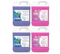 Blue Toilet Fluid 2 x 5 Litre and Pink Toilet Rinse 2 x 5 Litre for Motorhomes & Caravans Eco-Friendly Odour Eliminator Up to 50 Treatments Each