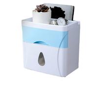 (Blue) Toilet Paper Shelf Holder Wall Mounted Hand Towel Dispenser Waterproof Tissue Dispenser Holder for Hotel Food Service Facilitie