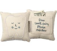 Blue Tooth Fairy Please Stop Here Decorative Cotton Throw Pillow with Pocket 5 Inch x 5 Inch