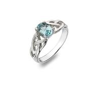 Blue Topaz Celtic Ring 925 Sterling Silver Size J - Q (L)