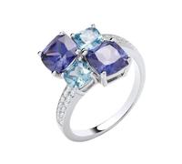 Blue Topaz Crossover Ring 925 Sterling Silver Size J - Q British Made (M)