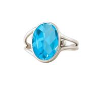 Blue Topaz Ring 925 Sterling Silver Gemstone Ring Jewelry for Women Promise Ring Oval Shape Dainty Statement Ring for Gift By