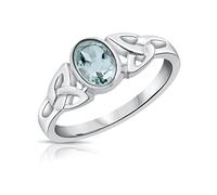 Blue Topaz Sterling Silver Celtic Knot Ring - Trinity Knot - Size J