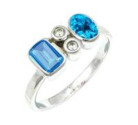 Blue Topaz Stone Men & Women Silver Plated Ring Jewelry C1152AK_P 1/2