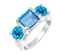 Blue Topaz Stone Men & Women Silver Plated Ring Jewelry C1161AK_9_(M)