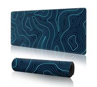 Blue Topographic Contour Gaming Mouse Pad Large,XL Mouse pad Gaming Desk Mat Desk Accessories,31.5 x 11.8 Computer Mouse Pads for Desk,Extended Map Mousepad with 3mm Non-Slip Base and Stitched Edge