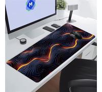 Blue Topographic Contours Large Gaming Mouse Pad, XXL Extended Gamer Mouse Mat with Stitched Edges, 23.6x11.8x0.12 inch Non-Slip Rubber Base Gaming Desk Mat, Big Long Mousepad for Work, Game, Office