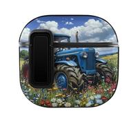 Blue Tractor Farm Flower Case Compatible with AirPods 4 Hard Earphone Case Protective Cover