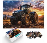 Blue Tractor Farm Sunset Wooden Jigsaw Puzzle 1000 Pieces for Adults | Jigsaw Puzzle Gift: clear printed details for easier visual matching at your own pace.