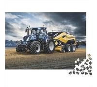 Blue Tractor Jigsaw Puzzles 1000 Pieces Recycled Harvest Senior Puzzles Party Game Props Great Gift Idea for Family And Friends Birthdays 38x26cm/1000pcs