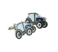Blue Tractor Metal Cufflinks, Farm Vehicle Design, Gift Box Included