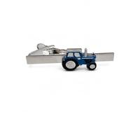 Blue Tractor Tie Bar for Men - Onyx Art TB47 Farming Tie Clip, Farmer Gift, Agricultural Novelty Suit Accessory