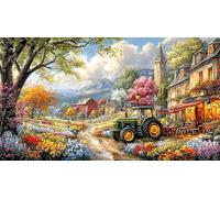 Blue-tractor-with-birds-flying-around 1000Pc Recycled Paper Jigsaw Puzzle Fun and Challenging Family Game for Adults Educational Game Challenge for Relaxation, Creativity & Gift Giving 38x52/1000pcs