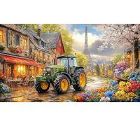 Blue-tractor-with-birds-flying-around Adult Jigsaws Puzzle 1000 Pieces Recycled Paper Educational Game Challenge for Wall Decoration and Gifts Beautiful Decoration Puzzle 38x26/1000pcs