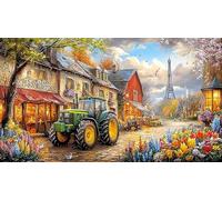 Blue-tractor-with-birds-flying-around Jigsaw Puzzles 1000Pc Recycled Paper Educational Game Decompression Beautiful Decoration Puzzle for Adults and Kids 38x26/1000pcs
