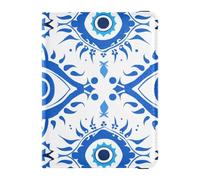 Blue Traditional Evil Eye Leather Passport Holder Cover Vaccine Case Protector Cover Badge ID Vaccine Card Holder Wallet Waterproof, blue traditional evil eye, One Size