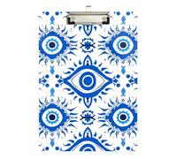 Blue Traditional Evil Eye Private clipboard Standard Hole for Classroom Supplies for Teachers high School Size 9 x 12 Silver