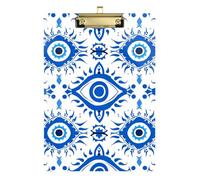 Blue Traditional Evil Eye Private clipboard Standard Hole for Classroom Supplies for Teachers high School Size 9 x 12 Gold