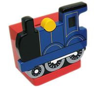 Blue Train On Red Money Box | Childrens Wooden Money Box | Piggy Bank, Saving Pot for Kids Room or Nursery Decor - Hand made in UK