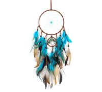 Blue Tree of Life Dream Catcher with Feathers, Circular Net Wall Decor | Indians Traditional Hanging Ornament for Bedroom, Living Room, Dorm & Home, Boho Native Style Positive Energy Decoration