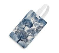 Blue Trees Pattern Luggage Tags Durable TPU Suitcase Tag with Info Card, Scratch-Resistant Bag Tags for Suitcases, Travel Bags & Backpacks, Easy to Identify, White-style, One Size, classic