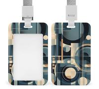 Blue Tribal Pattern ID Badge Holder with & Lanyard - Durable ABS Plastic, Vertical ID Card Holders, Waterproof Badge Reel for Nurse, Teacher, Office & Gym