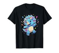 Blue Triceratops Dinosaur Kids Cartoon T-Shirt