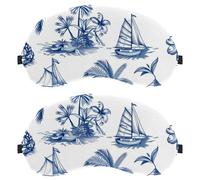 Blue Tropical Island Print Dutch Velvet Sleep Shade