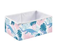Blue Tropical Leaves Crocodiles Cube Storage Boxes 40x27x17 cm Square Bins Collapsible Cube Box Organiser for Organising Clothes