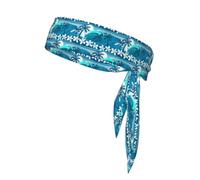 Blue Tropical Surfing With Palm Trees, Head Tie, Sports Headband Tie Back, Multi Sweatband for Men Women