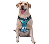 Blue Tropical Surfing With Palm Trees,Pet Harness,Adjustable Reflective Dog Harness,Pet Leash Vest,L